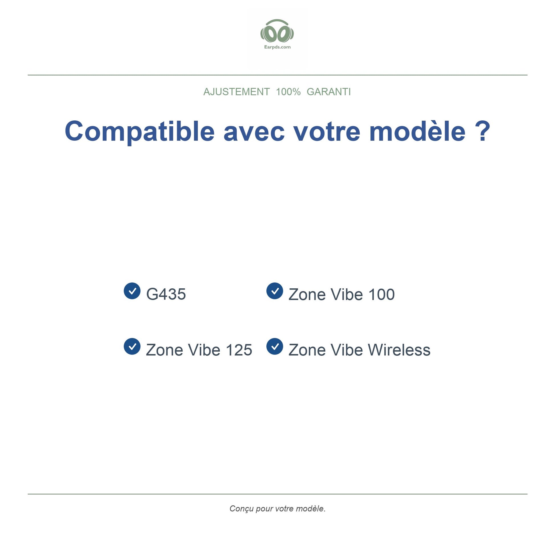 Coussinets pour Logitech G435 / Zone Vibe – Adaptés aux G435, Zone Vibe 100, 125, Wireless