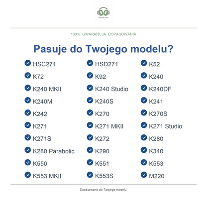 Gąbki do słuchawek AKG K240 / K271 Series, wymienne, kompatybilne modele