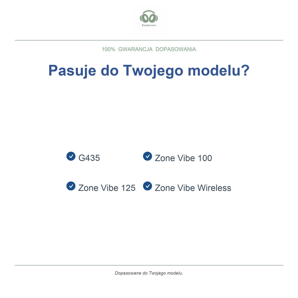 Wymienne gąbki do słuchawek Logitech G435 / Zone Vibe, kompatybilne modele
