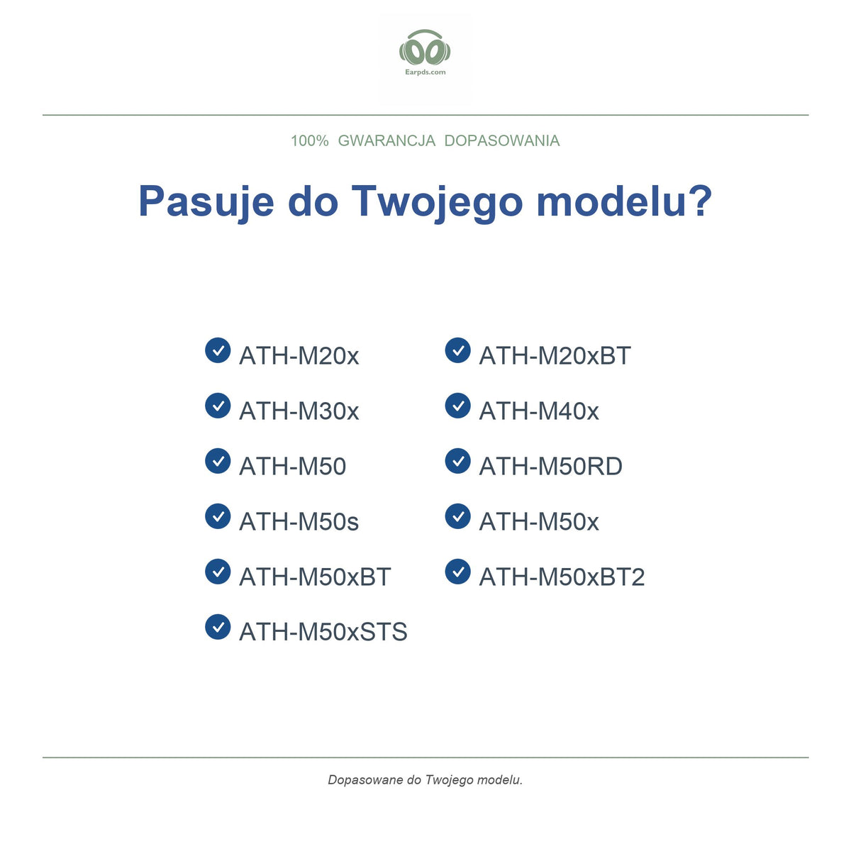 Gąbki do słuchawek Audio-Technica M-Series, wymienne, kompatybilne modele