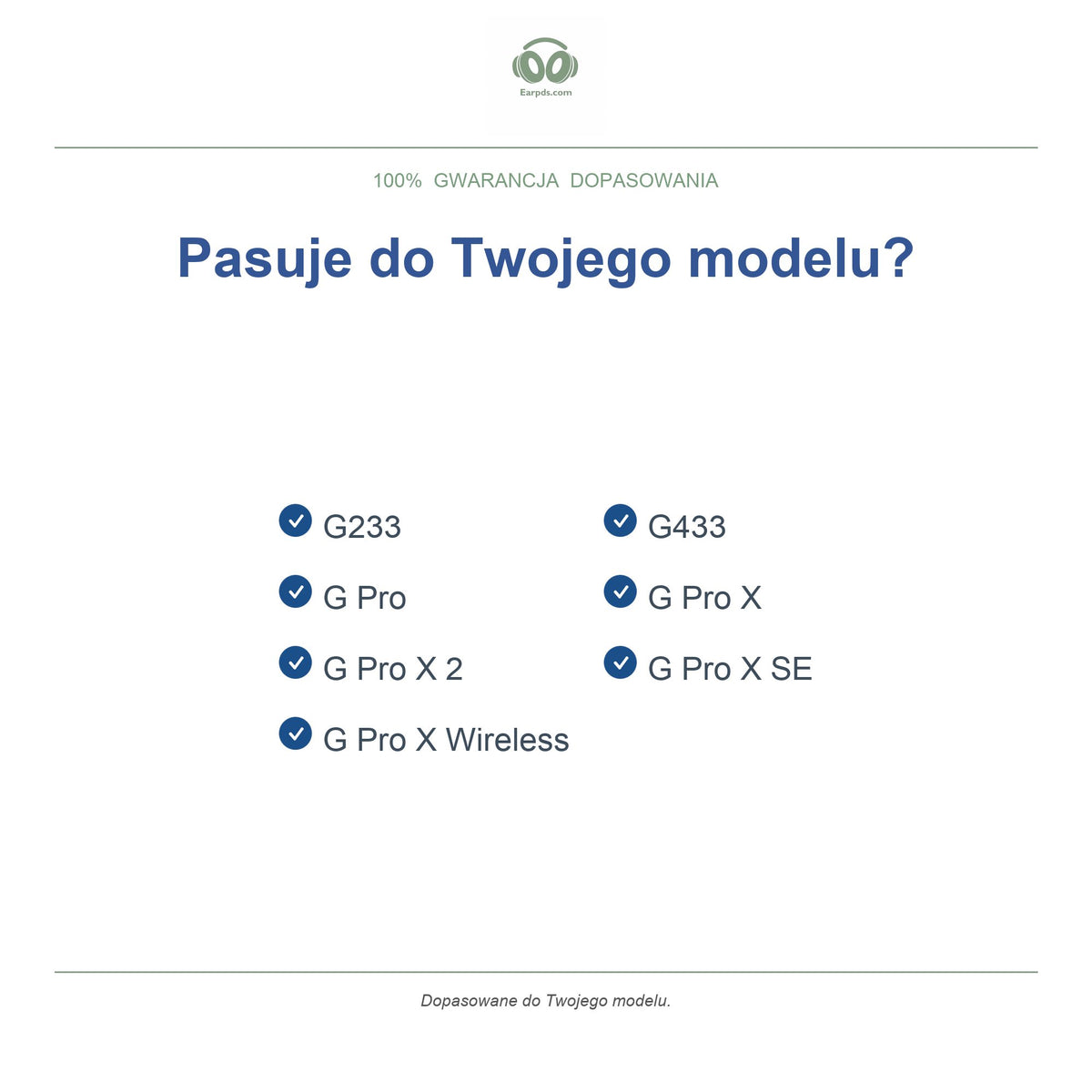 Gąbki do słuchawek Logitech G Pro / G433 Series, wymienne, kompatybilne modele