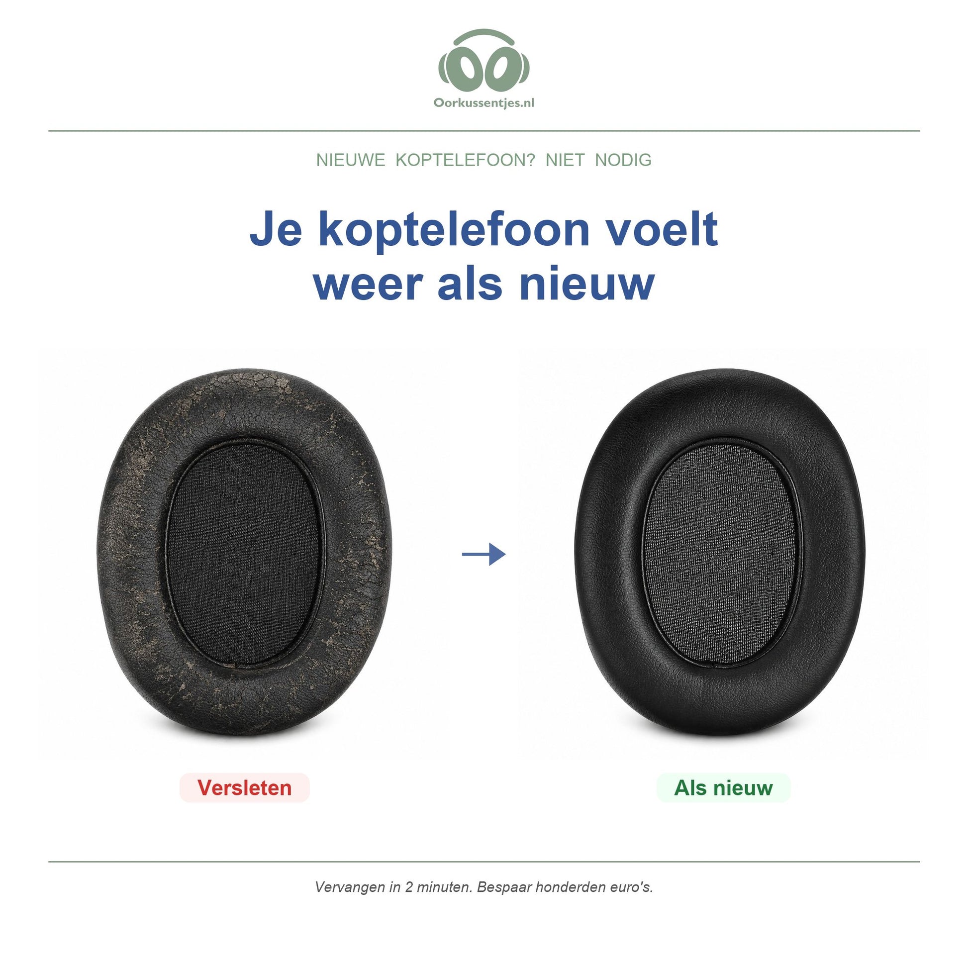 Oorkussens voor AKG K361 / K371 Serie – Geschikt voor K361, K361-BT, K371, K371-BT — Before and after