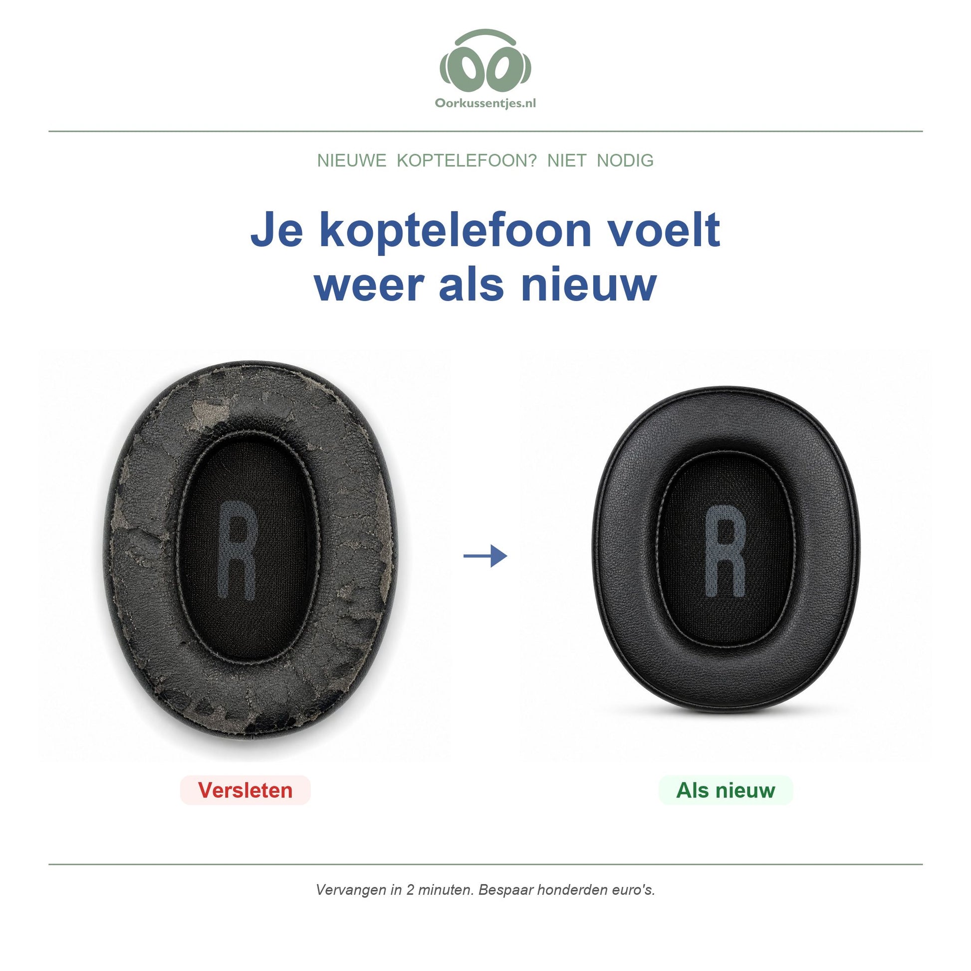 Oorkussens voor JBL Tune 700 / 770 Serie – Geschikt voor Tune 700BT, Tune 720BT, Tune 760NC, Tune 770NC en meer — Before and after