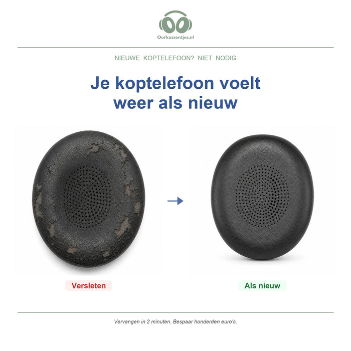 Oorkussens voor Jabra Evolve2 40 / 65 Serie – Geschikt voor Evolve2 40, Evolve2 65, Elite 45h en meer — Before and after