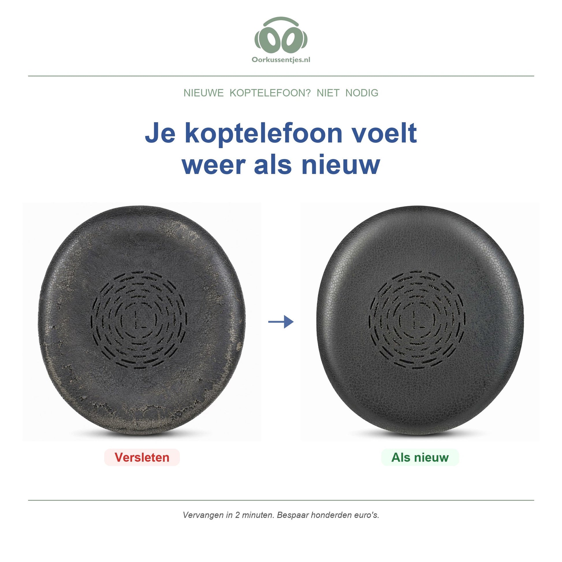 Oorkussens voor Jabra Evolve2 50 / 55 Serie – Geschikt voor Evolve2 50, Evolve2 55, Evolve2 50 UC en meer — Before and after