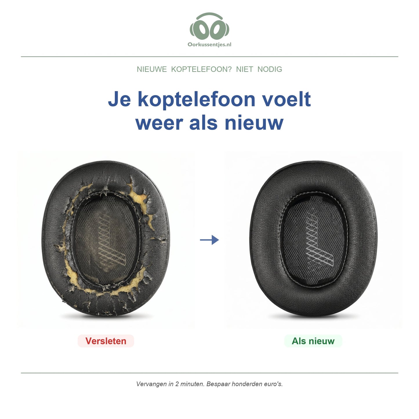 Oorkussens voor JBL Live 500BT – Geschikt voor JBL Live 500BT — Before and after