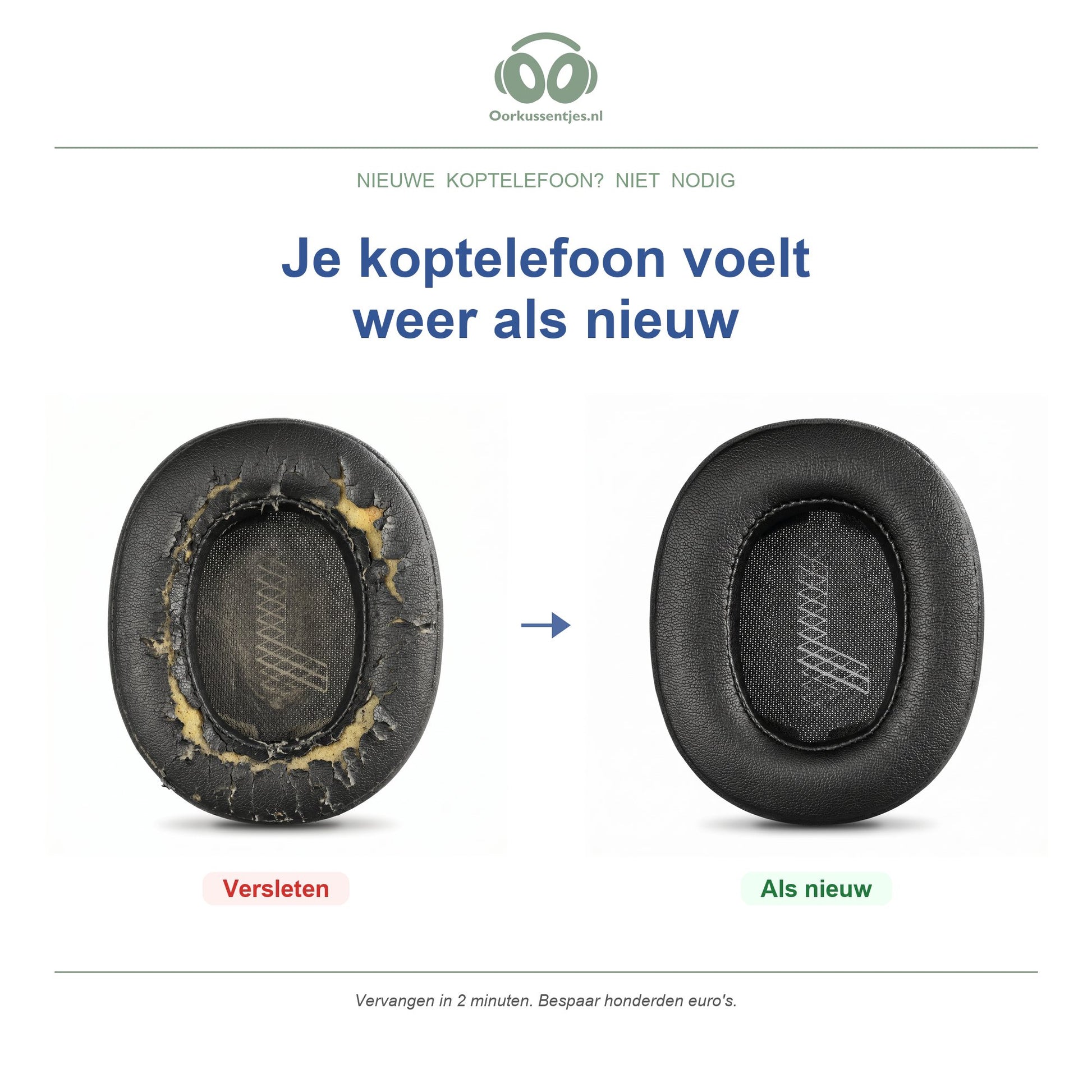 Oorkussens voor JBL Live 500BT – Geschikt voor JBL Live 500BT — Before and after