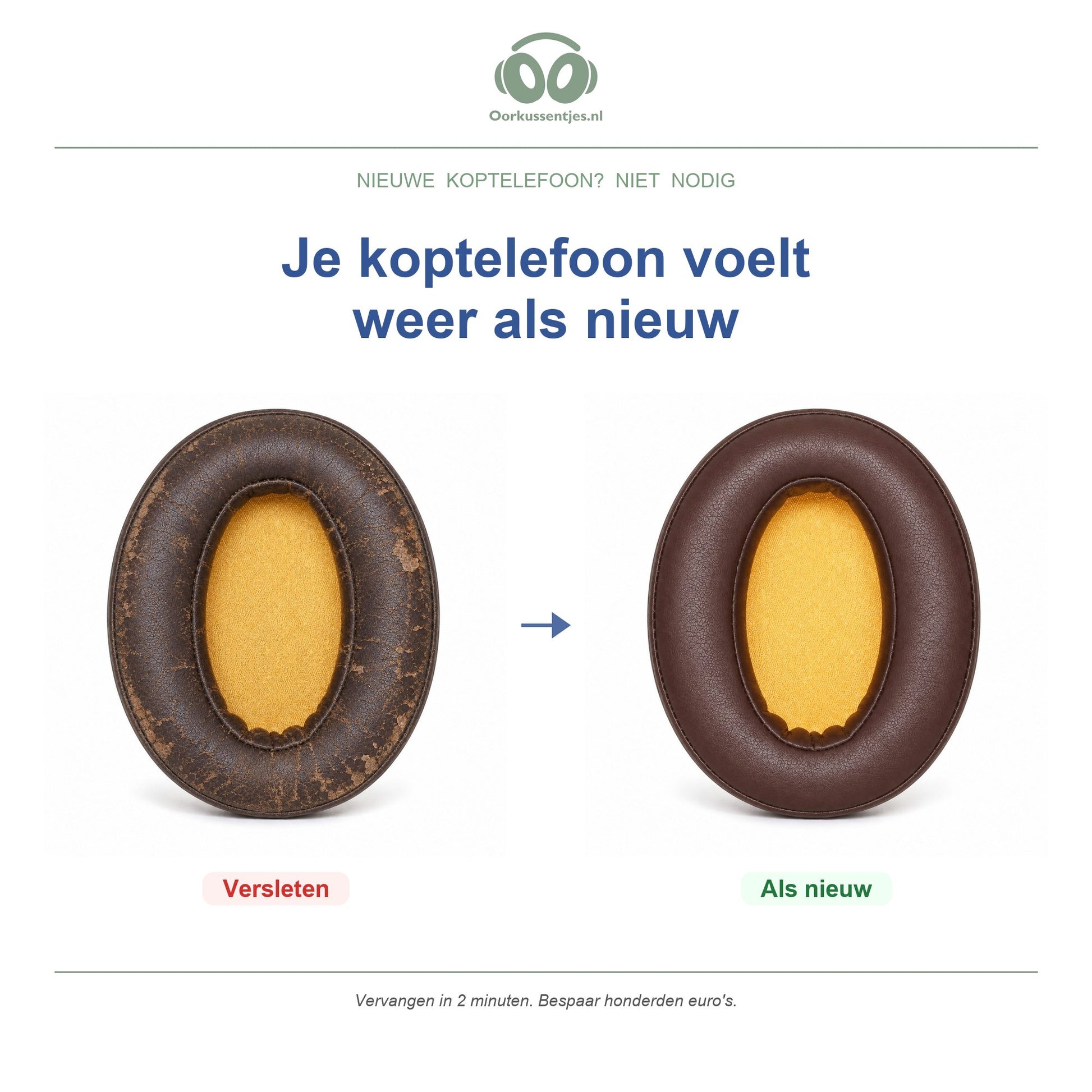 Oorkussens voor Sennheiser Momentum Over-Ear – Geschikt voor Momentum Over-Ear, Momentum 2.0 Over-Ear, HD1 Over-Ear — Before and after