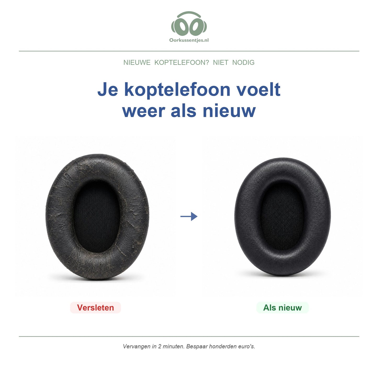 Oorkussens voor Beats Studio Pro – Geschikt voor Beats Studio Pro (A2924, 2023) — Before and after