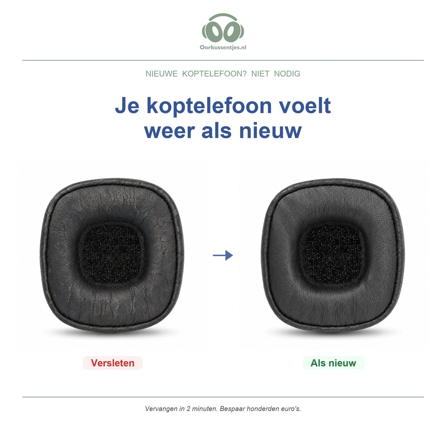 Oorkussens voor Marshall Major III / Mid ANC – Geschikt voor Major III Wired, Major III Bluetooth, Mid ANC — Before and after