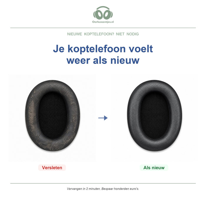 Oorkussens voor Sony WH-CH / MDR-ZX Serie – Geschikt voor WH-CH710N, WH-CH720N, MDR-ZX770, WH-XB900N en meer — Before and after