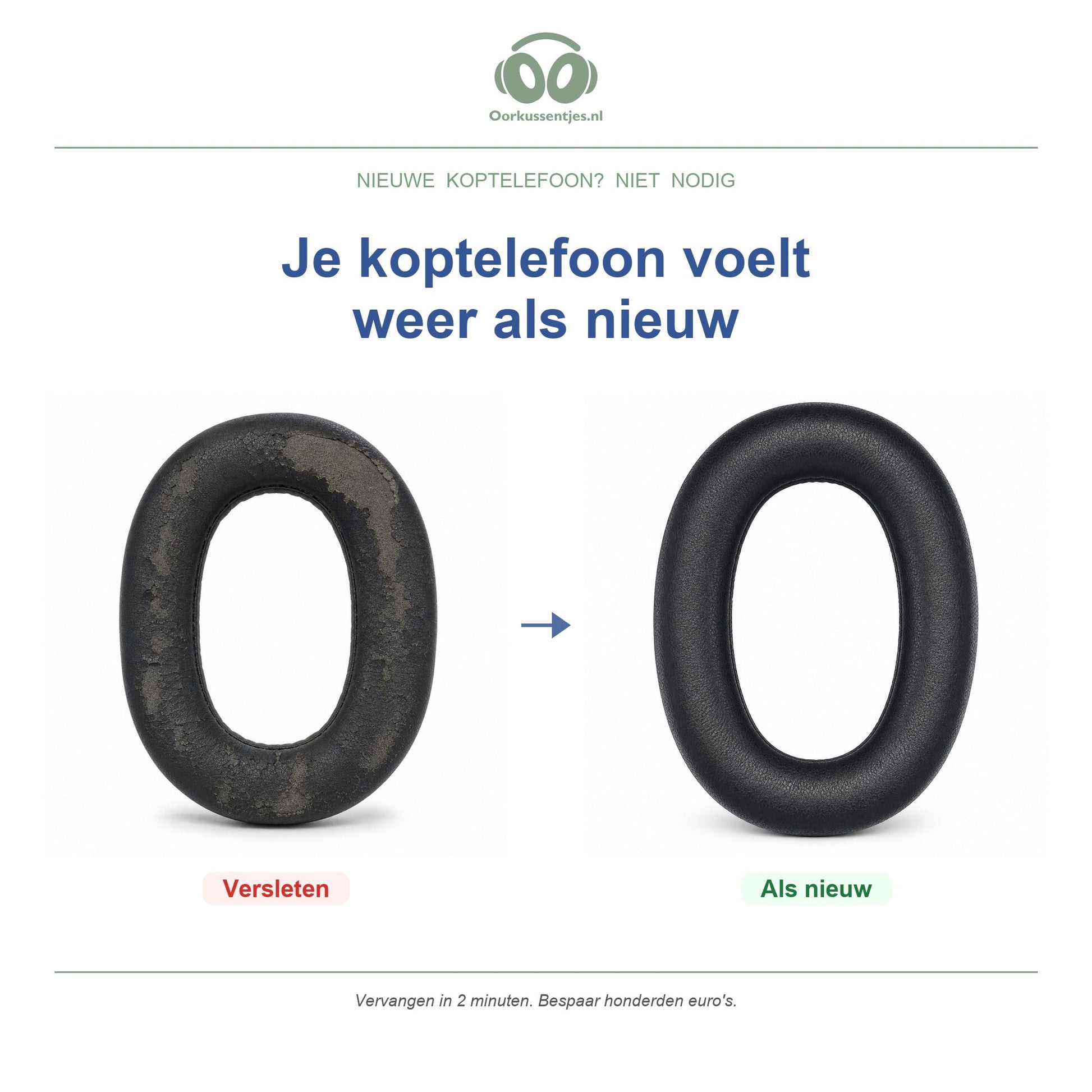Oorkussens voor Jabra Evolve2 85 Serie – Geschikt voor Evolve2 85, 85 UC, 85 MS — Before and after