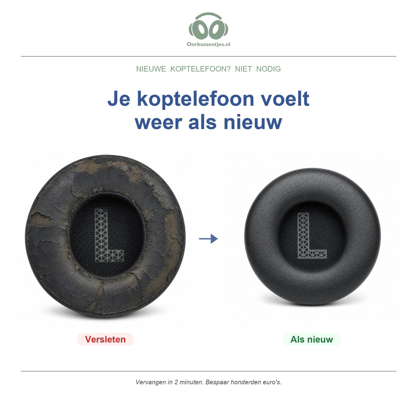 Oorkussens voor JBL Live 460NC / 670NC – Geschikt voor Live 460NC, Live 670NC — Before and after