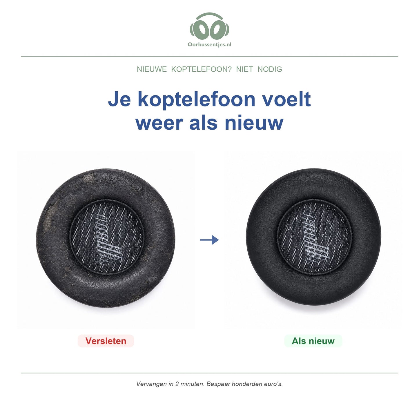 Oorkussens voor JBL Live 400BT – Geschikt voor JBL Live 400BT — Before and after