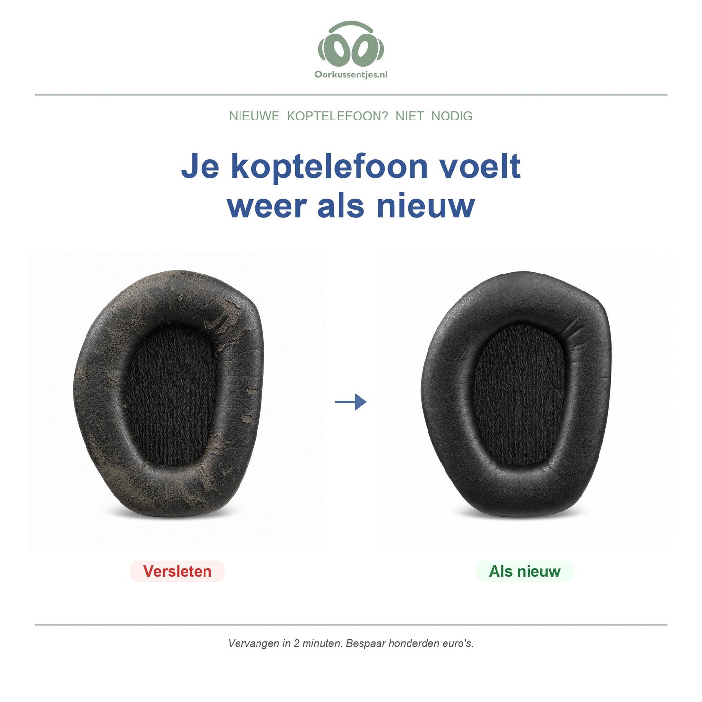 Oorkussens voor Sennheiser RS / HDR Serie – Geschikt voor RS 175, RS 185, RS 195, HDR 175 en meer — Before and after