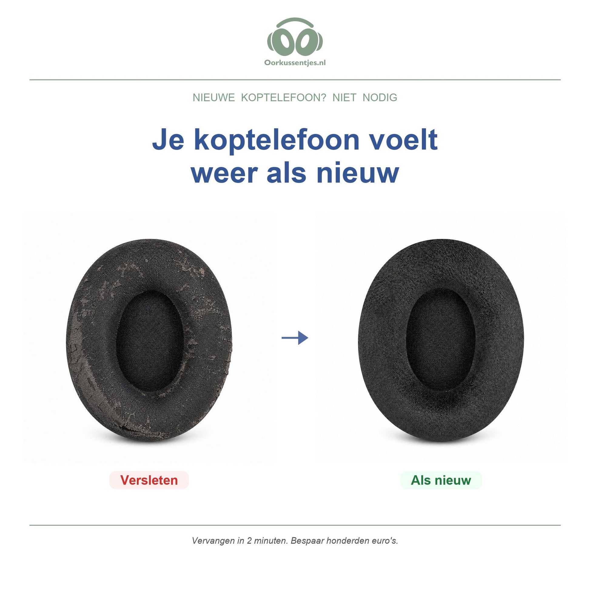 Oorkussens voor Sennheiser HD 600 / 650 Serie – Geschikt voor HD 600, HD 650, HD 660S, HD6XX en meer — Before and after