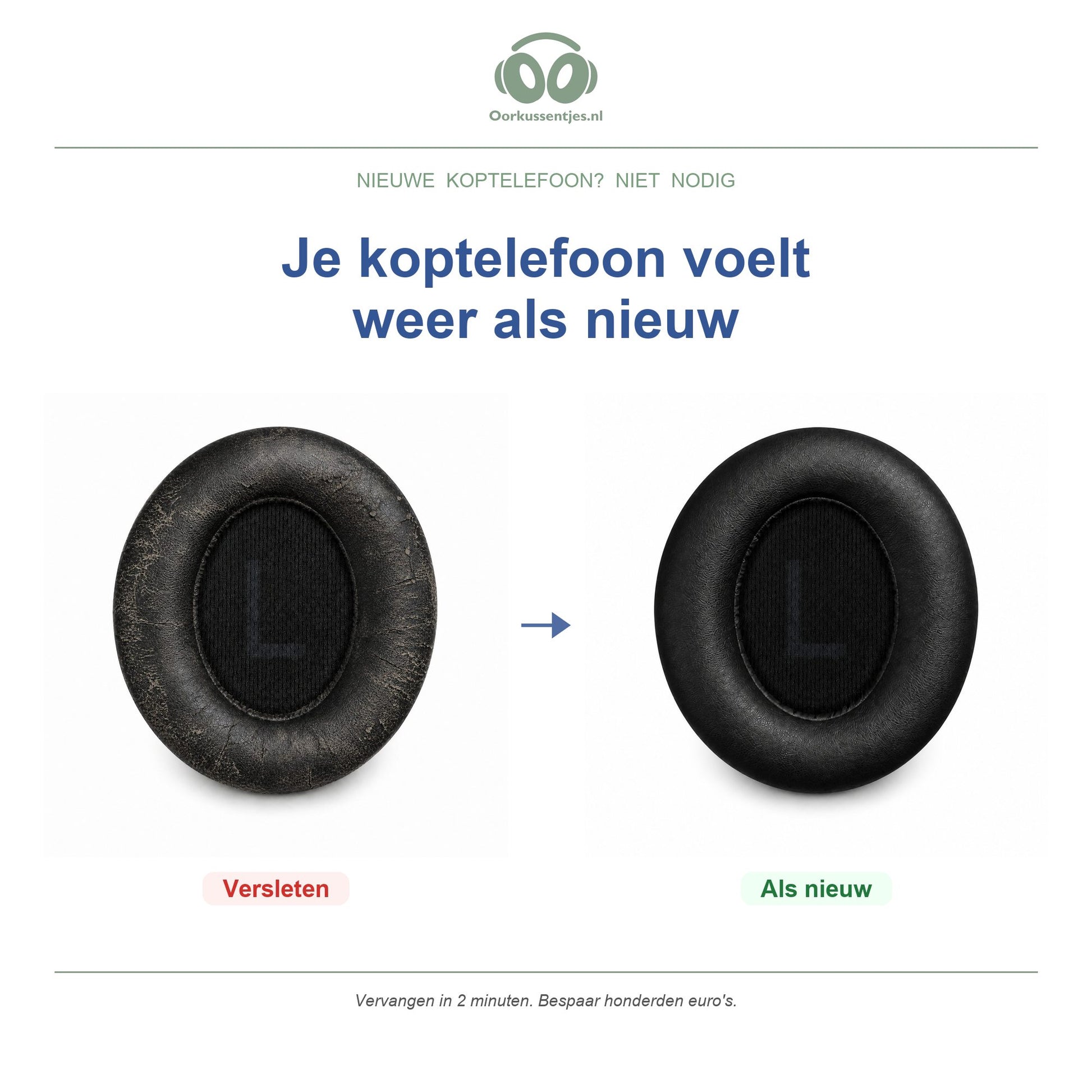 Oorkussens voor Soundcore Space Q45 – Geschikt voor Soundcore Space Q45 — Before and after