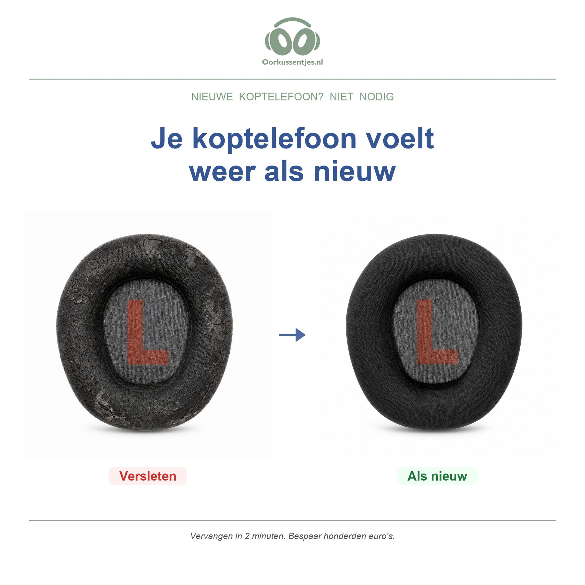 Oorkussens voor JBL Quantum 100 / 350 – Geschikt voor Quantum 100, Quantum 350 — Before and after