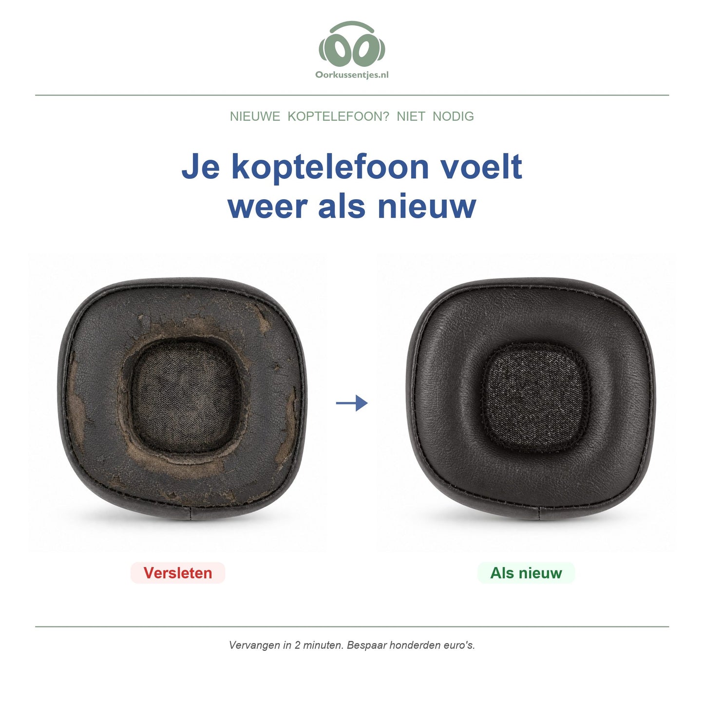 Oorkussens voor Marshall Major IV – Geschikt voor Major IV, Major IV Bluetooth — Before and after
