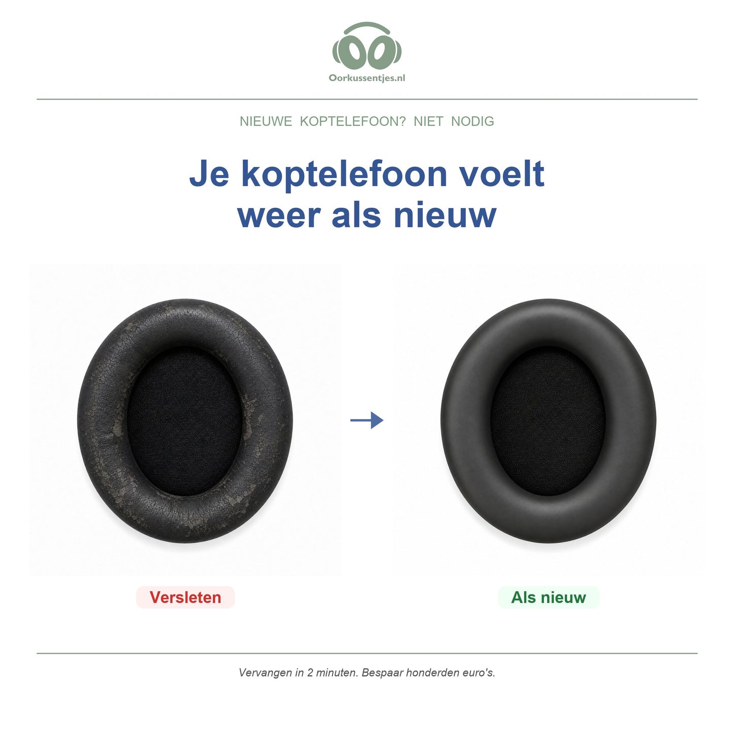 Oorkussens voor Soundcore Space One Pro – Geschikt voor Soundcore Space One Pro — Before and after