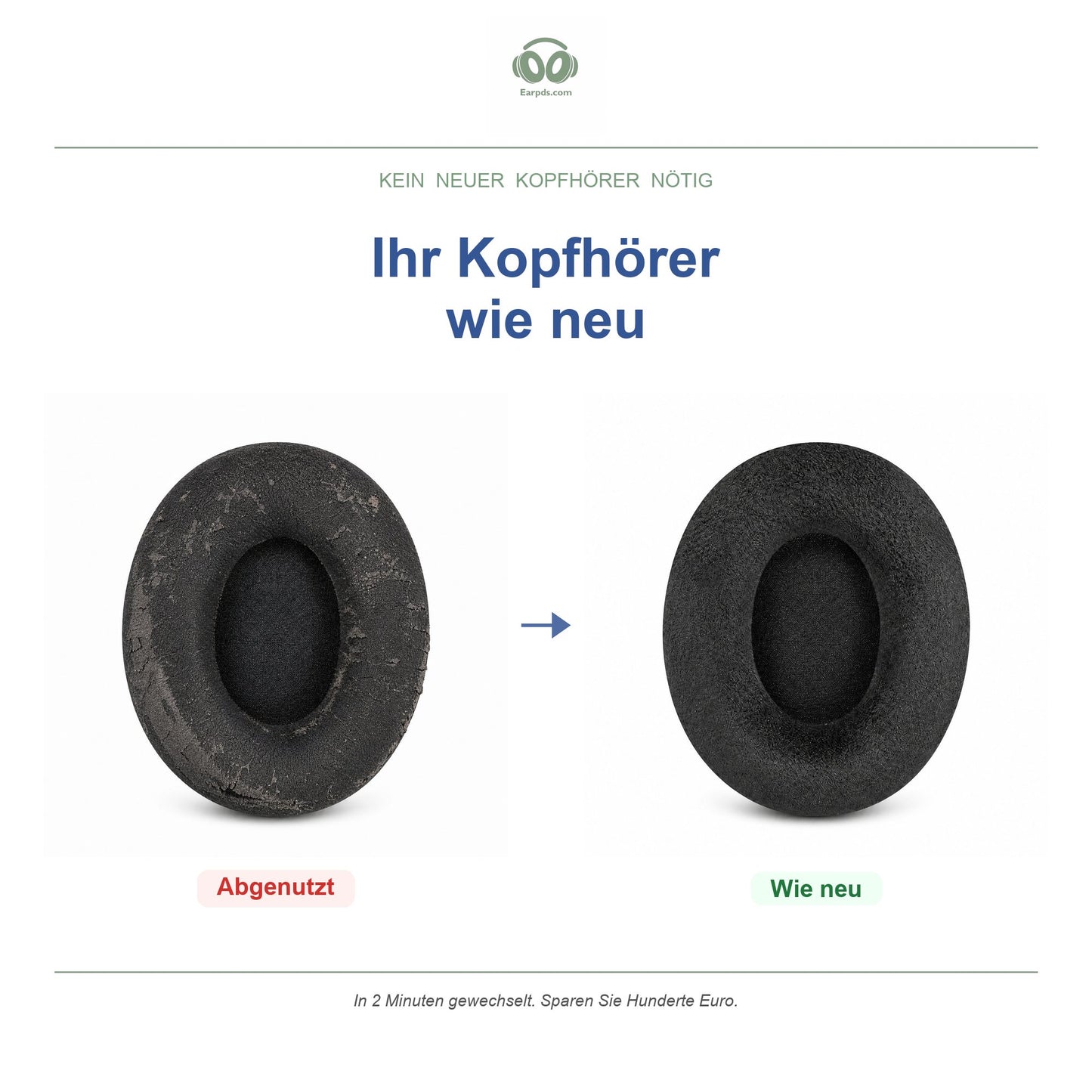 Oorkussens voor Sennheiser HD 600 / 650 Serie – Geschikt voor HD 600, HD 650, HD 660S, HD6XX en meer — Before and after