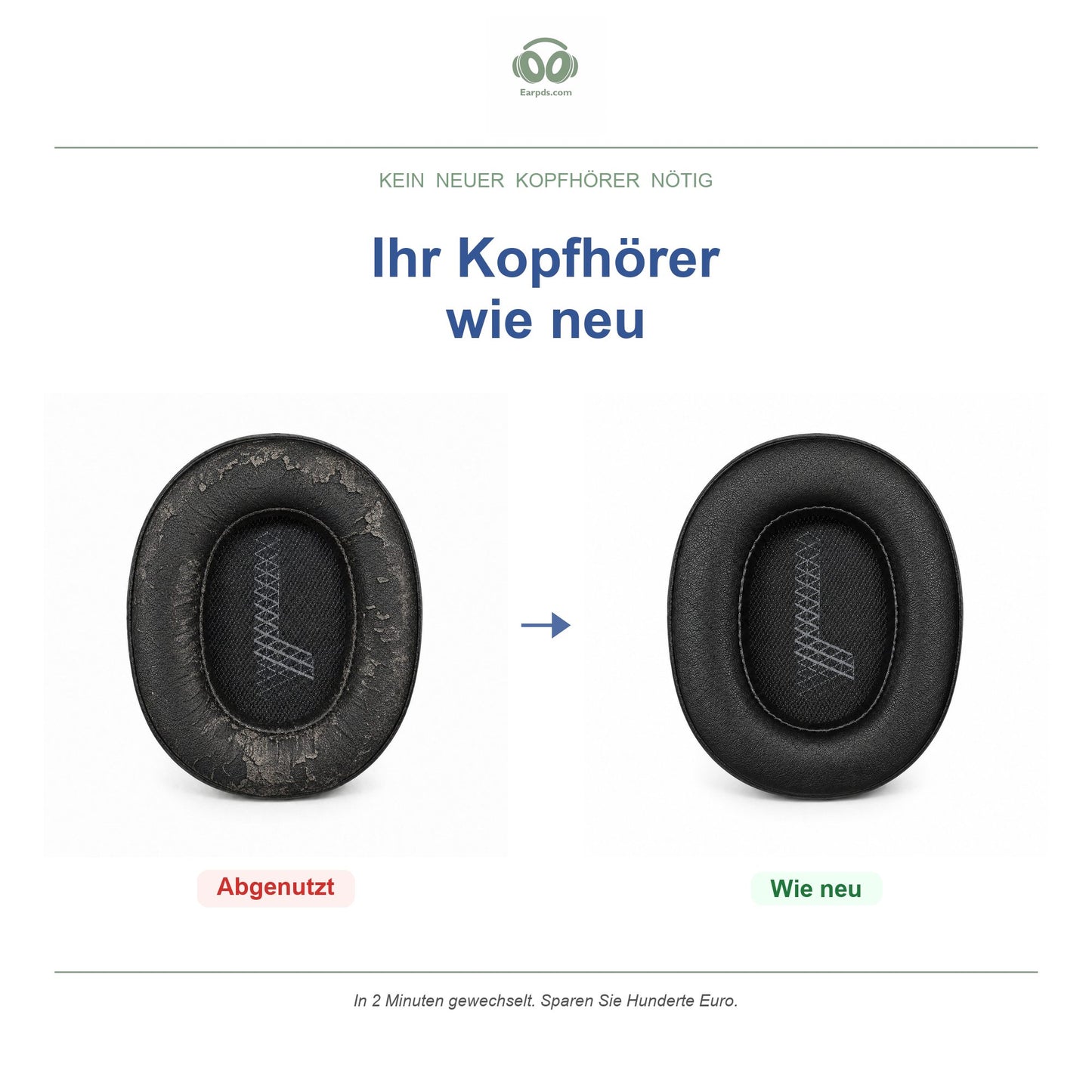 Oorkussens voor JBL Live 650 / E65 Serie – Geschikt voor E65BT, Live 650BTNC, Live 660NC, Live 770NC en meer — Before and after