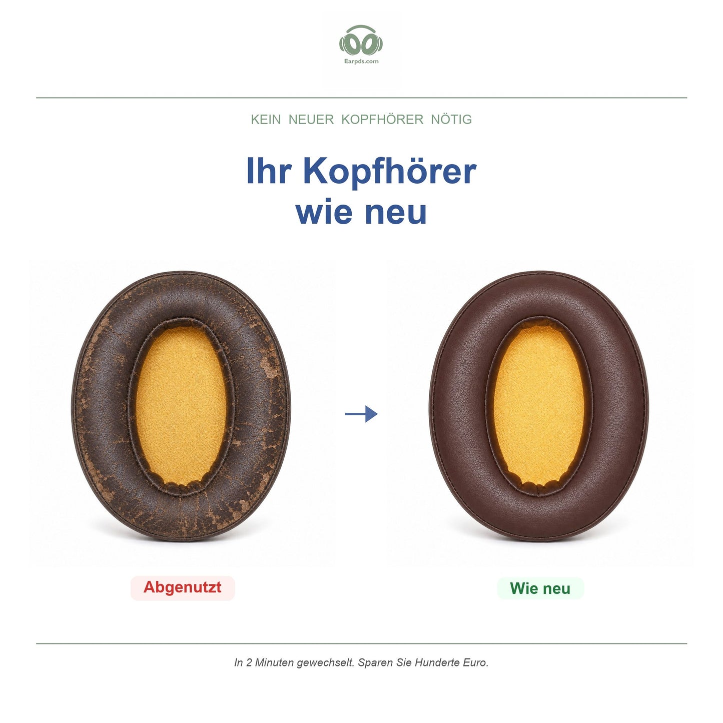 Oorkussens voor Sennheiser Momentum Over-Ear – Geschikt voor Momentum Over-Ear, Momentum 2.0 Over-Ear, HD1 Over-Ear — Before and after