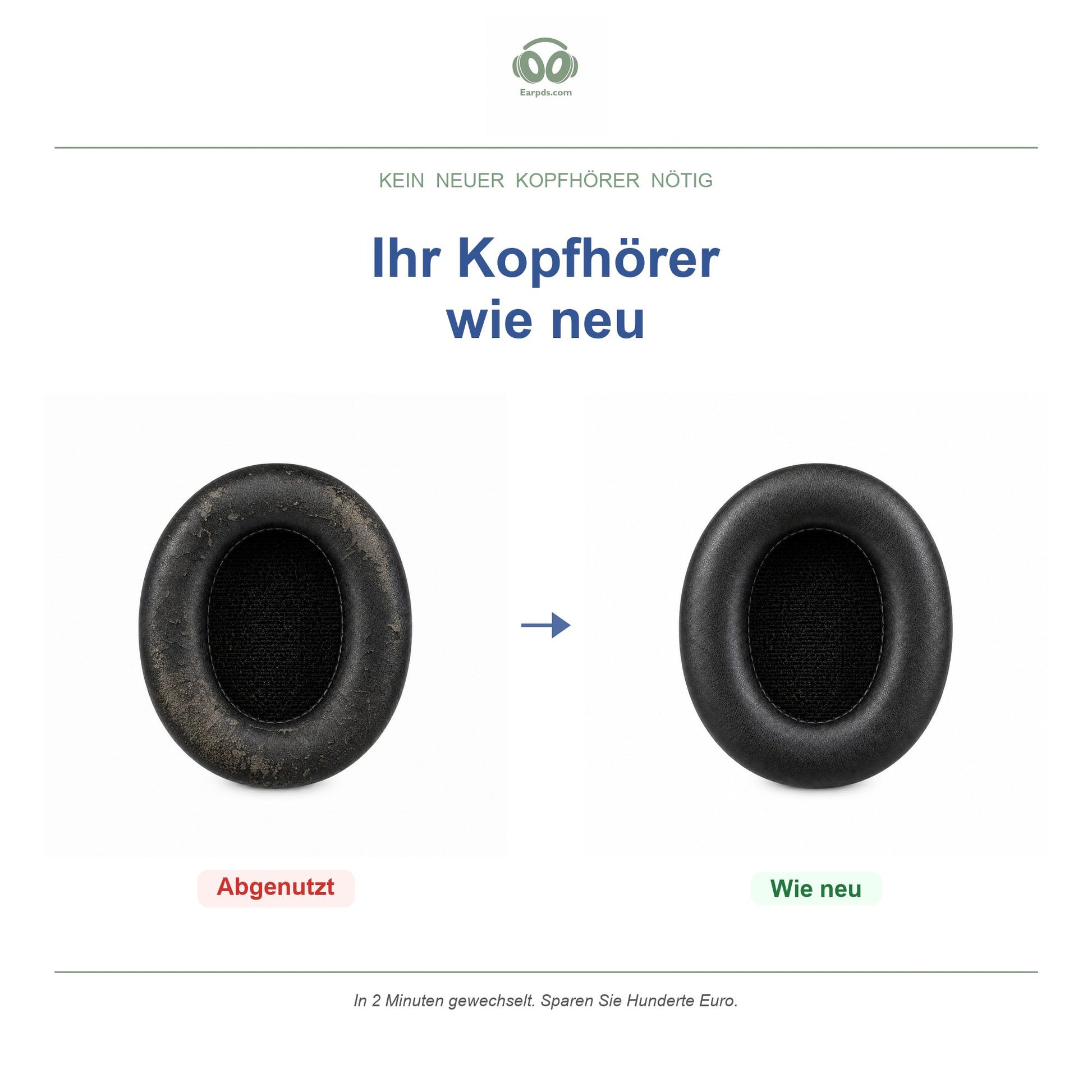 Ohrpolster für Sony MDR Studio Serie – Passend für MDR-7506, MDR-V6, MDR-V7, MDR-CD900ST