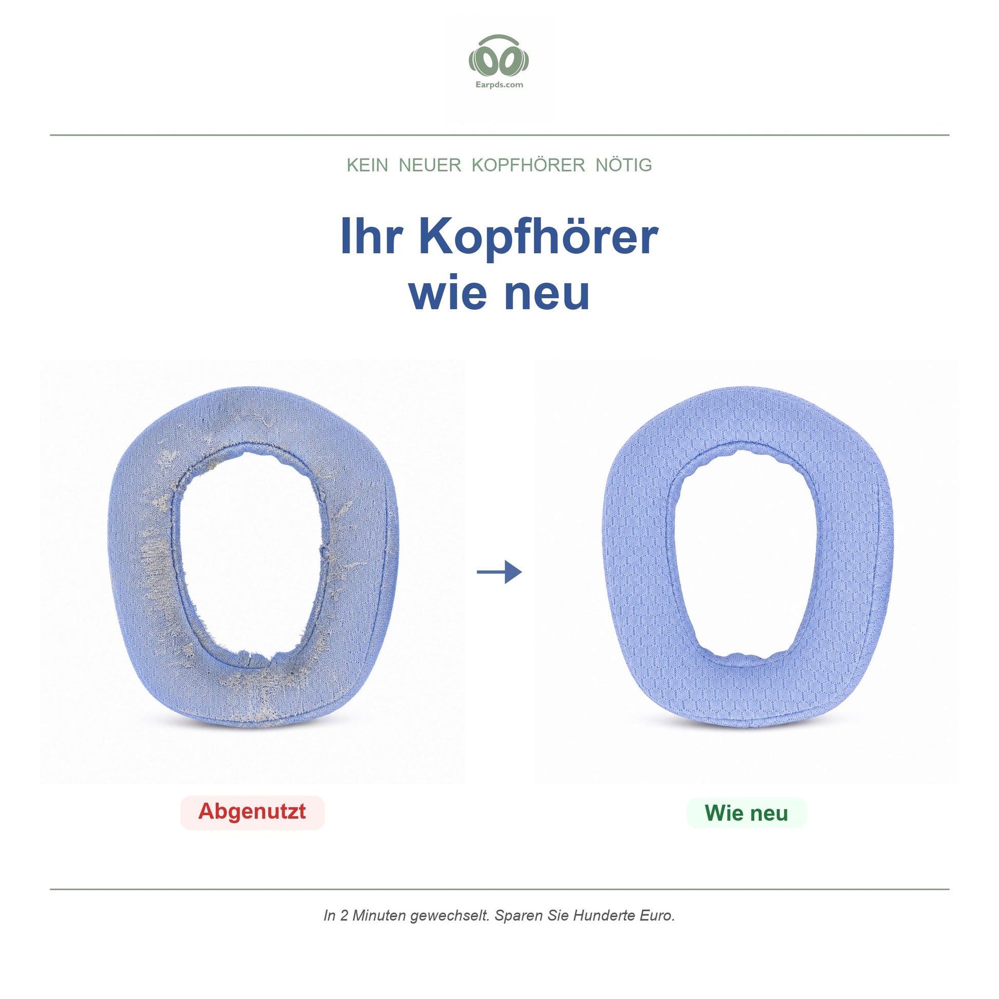 Ohrpolster für Logitech G435 / Zone Vibe – Passend für G435, Zone Vibe 100, 125, Wireless
