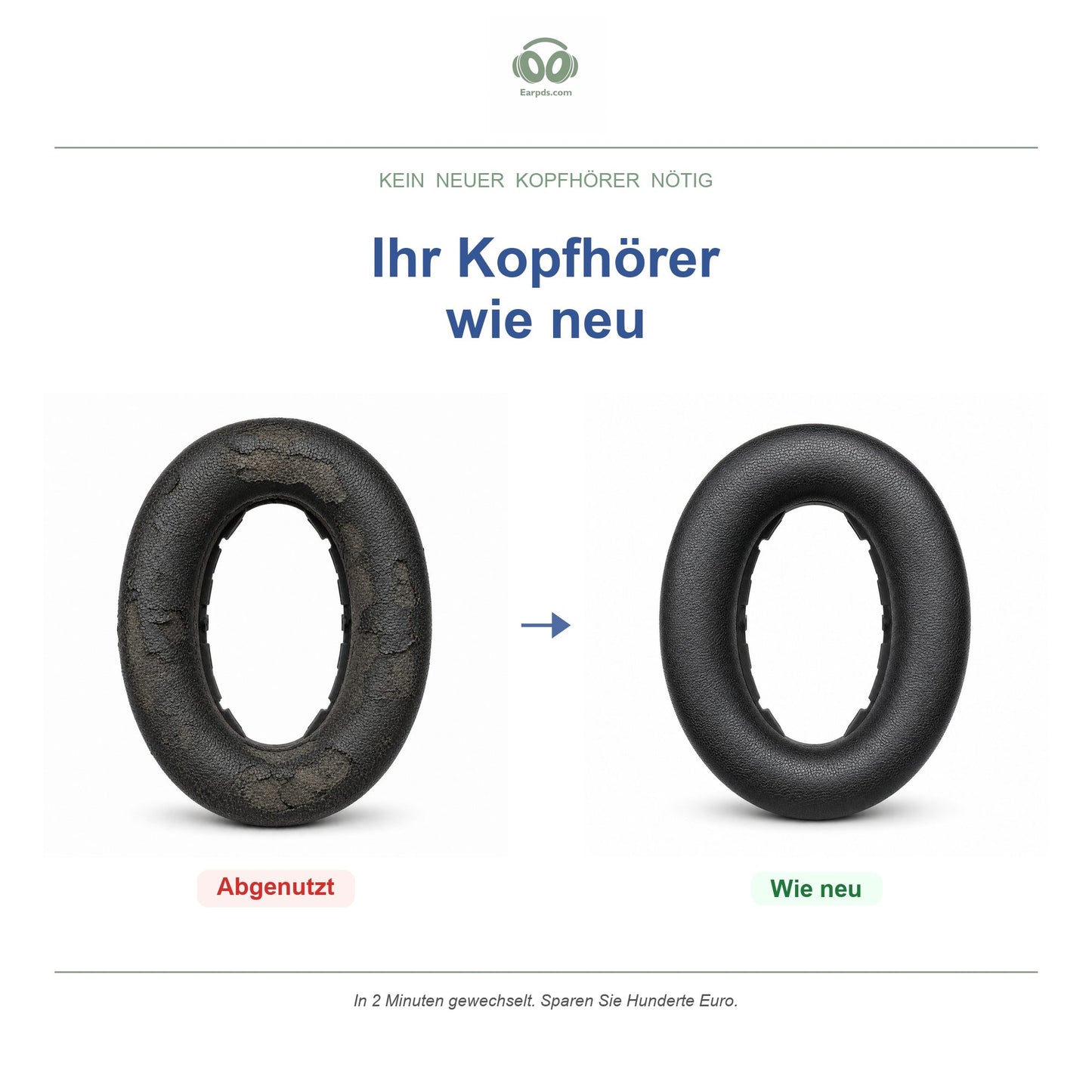 Oorkussens voor Sennheiser Accentum Serie – Geschikt voor Accentum Wireless, Accentum Plus Wireless — Before and after