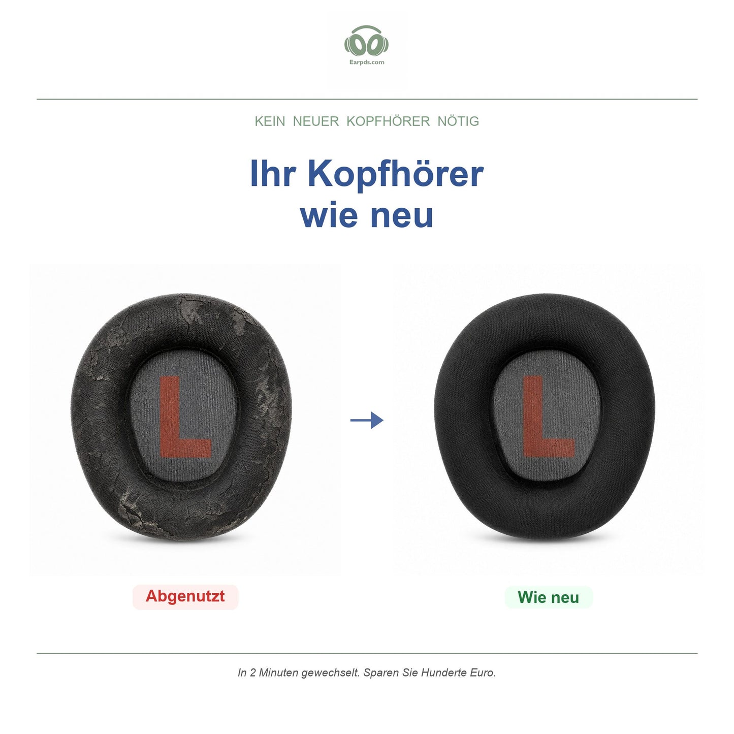 Oorkussens voor JBL Quantum 100 / 350 – Geschikt voor Quantum 100, Quantum 350 — Before and after
