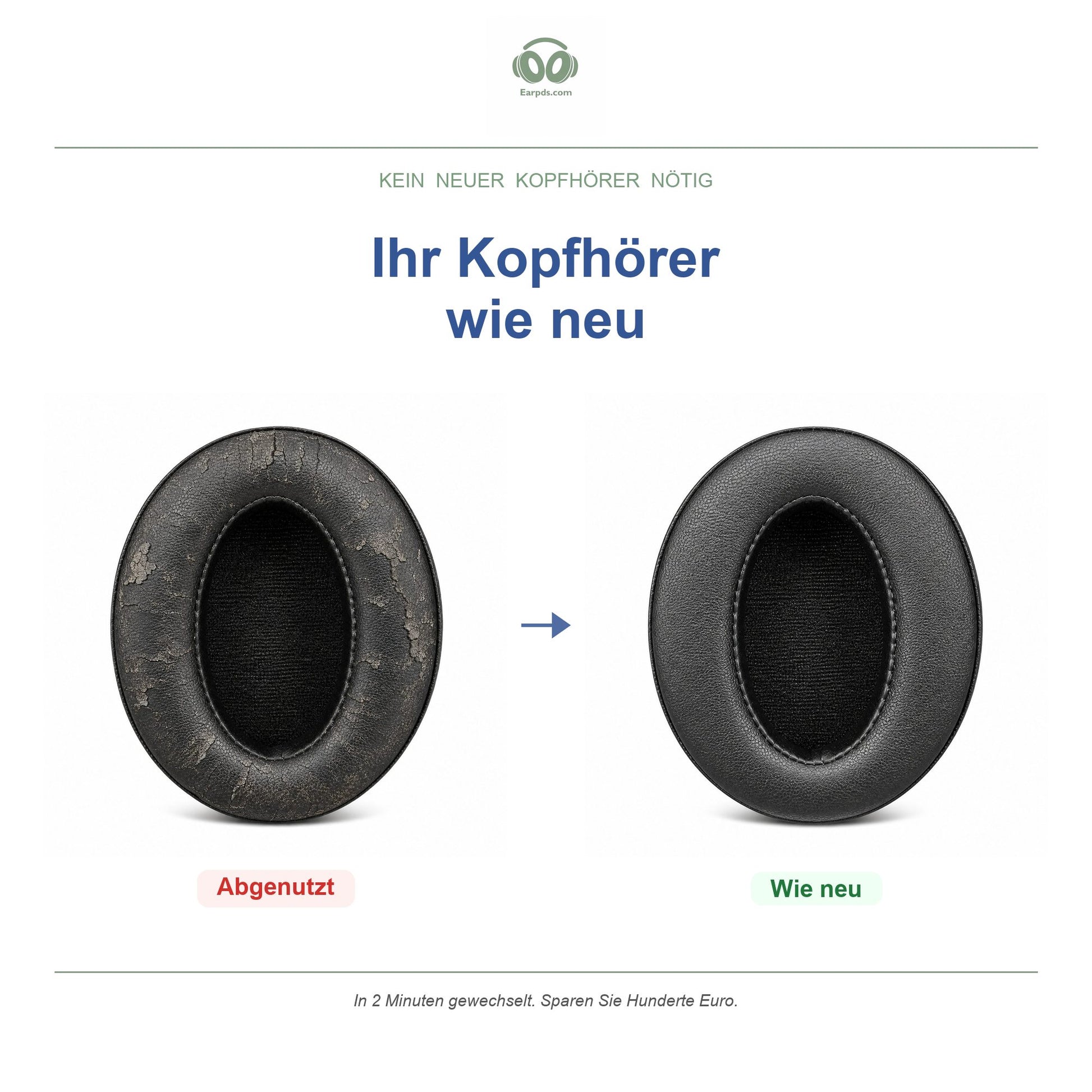Ohrpolster für Sennheiser HD 400 / 450 Serie – Passend für HD 4.50BT, HD 450BT, HD 400S, HD 458BT und mehr