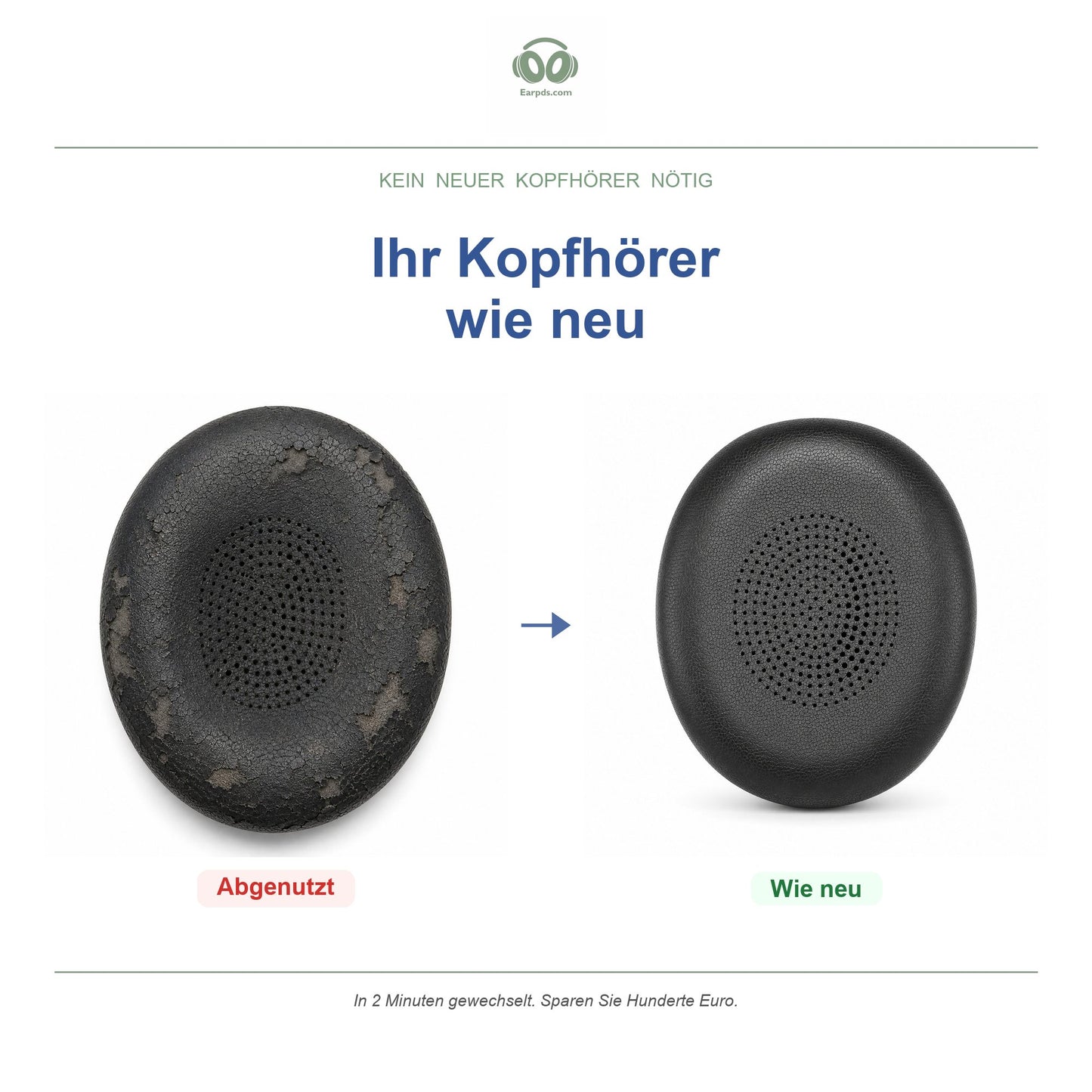 Oorkussens voor Jabra Evolve2 40 / 65 Serie – Geschikt voor Evolve2 40, Evolve2 65, Elite 45h en meer — Before and after