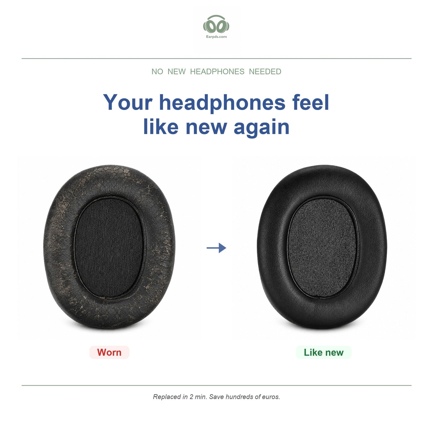 Oorkussens voor AKG K361 / K371 Serie – Geschikt voor K361, K361-BT, K371, K371-BT — Before and after