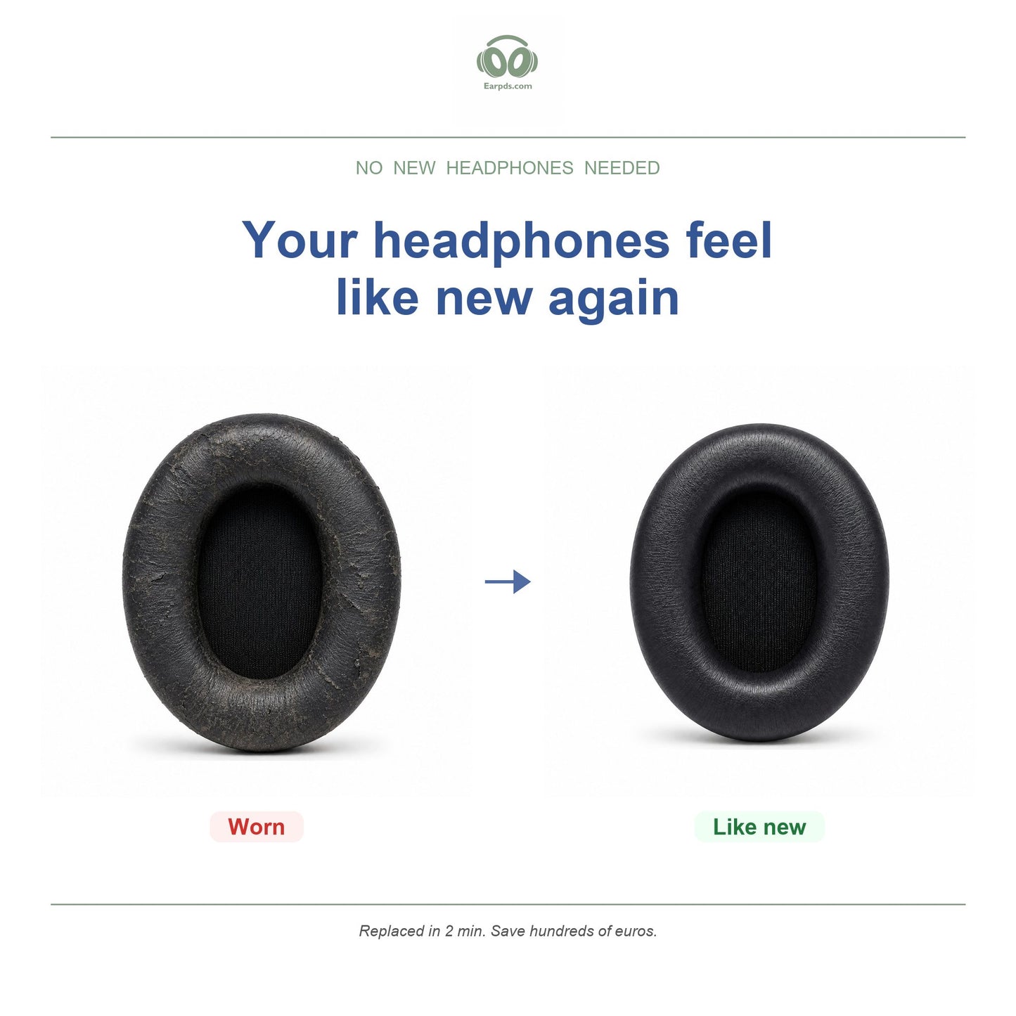 Oorkussens voor Beats Studio Pro – Geschikt voor Beats Studio Pro (A2924, 2023) — Before and after