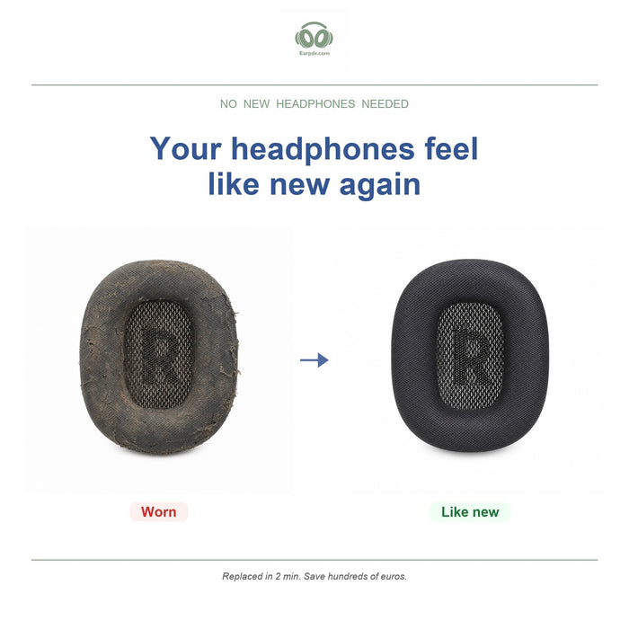 Ohrpolster für Apple AirPods Max, vorher und nachher