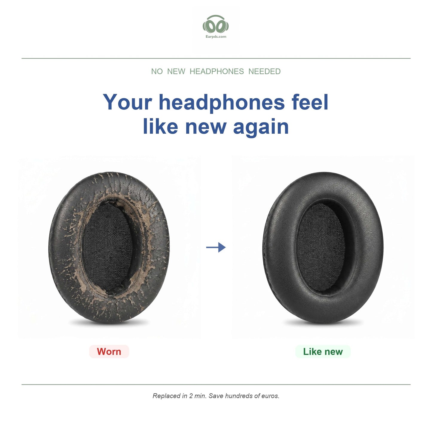 Oorkussens voor Sony WH-XB910N – Geschikt voor WH-XB910N — Before and after