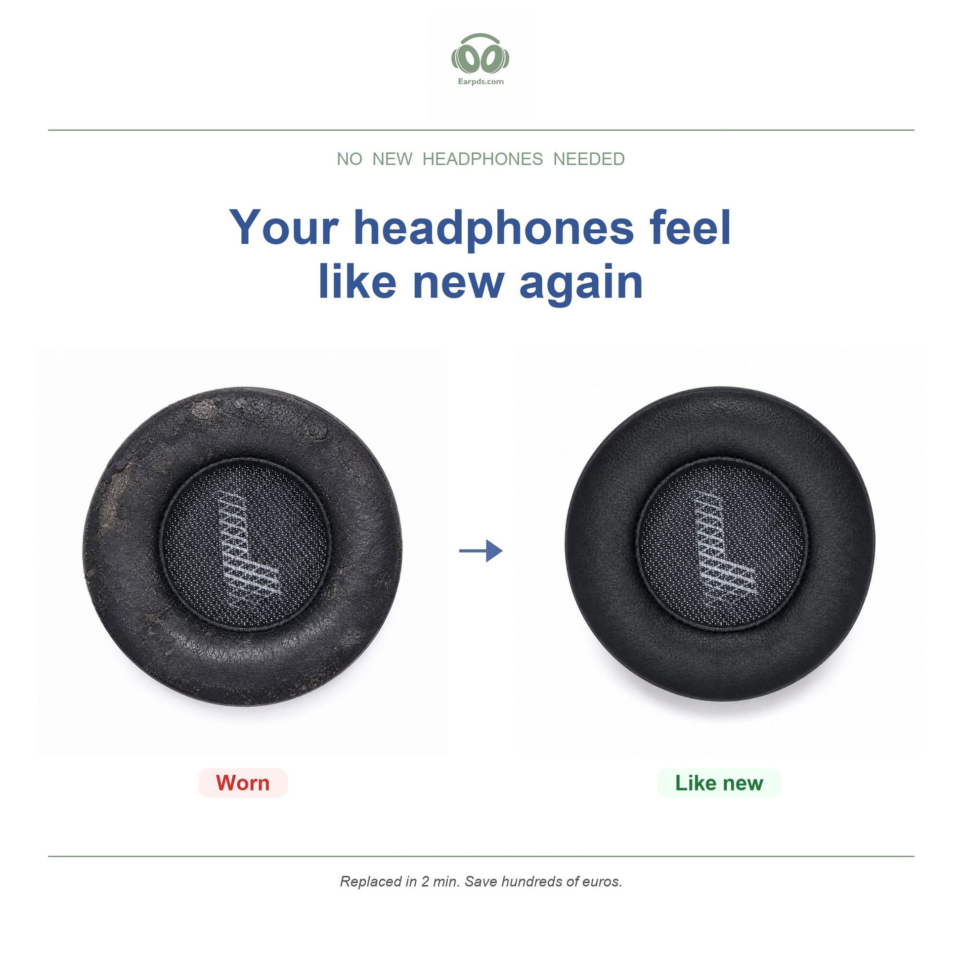 Replacement ear pads for JBL Live 400BT – Fits JBL Live 400BT