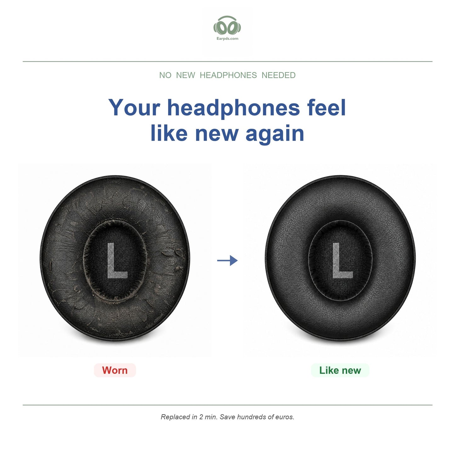 Oorkussens voor JBL Tune On-Ear Serie – Geschikt voor Tune 500BT, Tune 510BT, Tune 660NC, T450BT en meer — Before and after