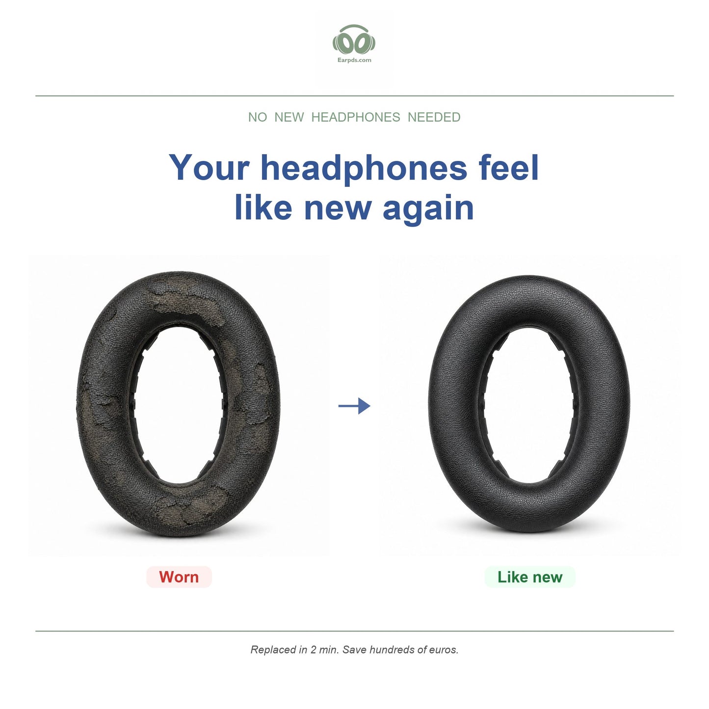 Oorkussens voor Sennheiser Accentum Serie – Geschikt voor Accentum Wireless, Accentum Plus Wireless — Before and after