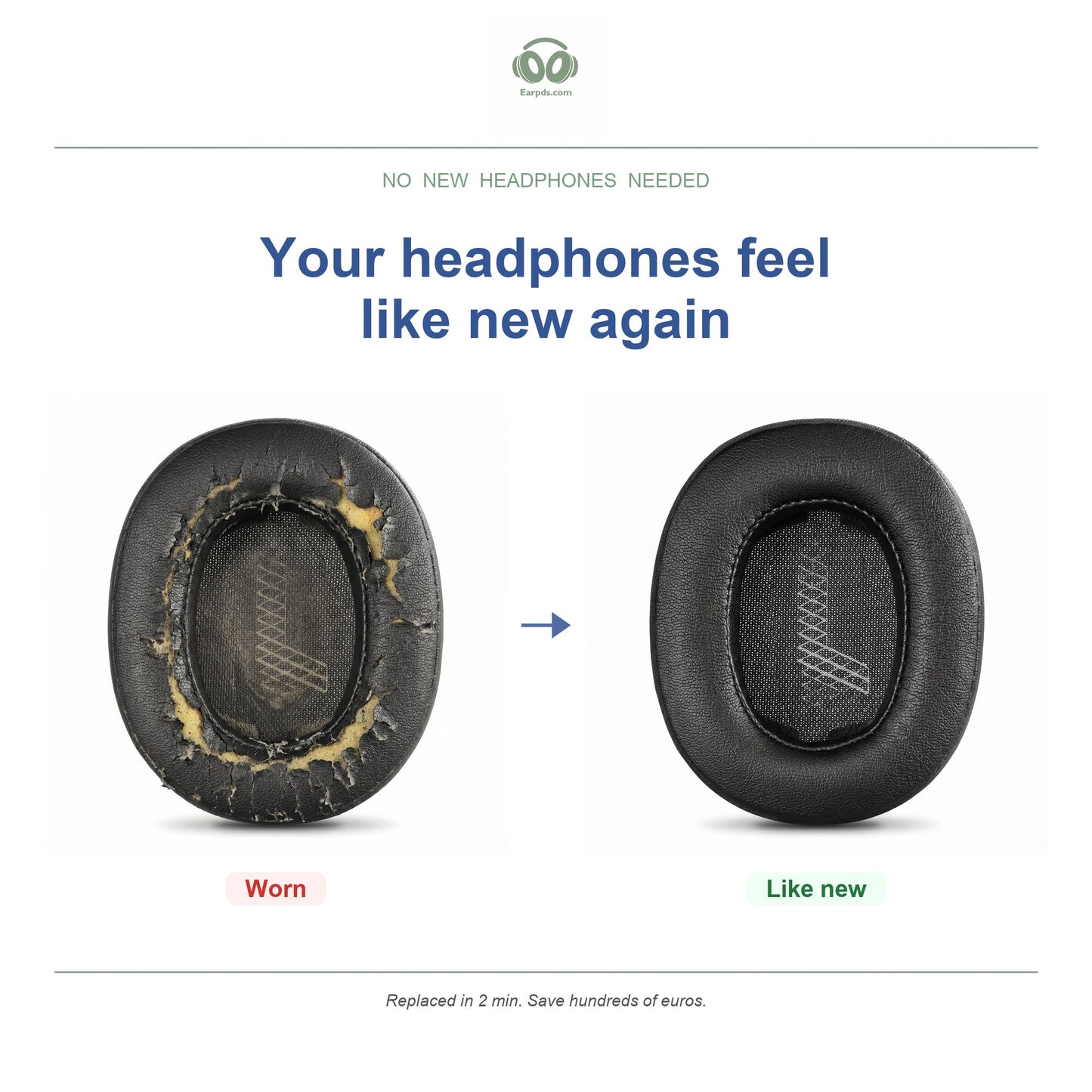 Oorkussens voor JBL Live 500BT – Geschikt voor JBL Live 500BT — Before and after