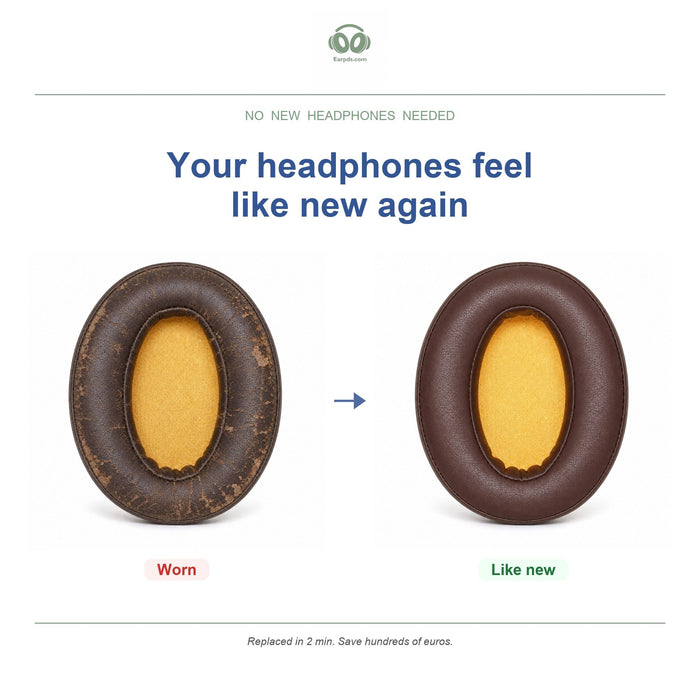 Replacement ear pads for Sennheiser Momentum Over-Ear, before and after