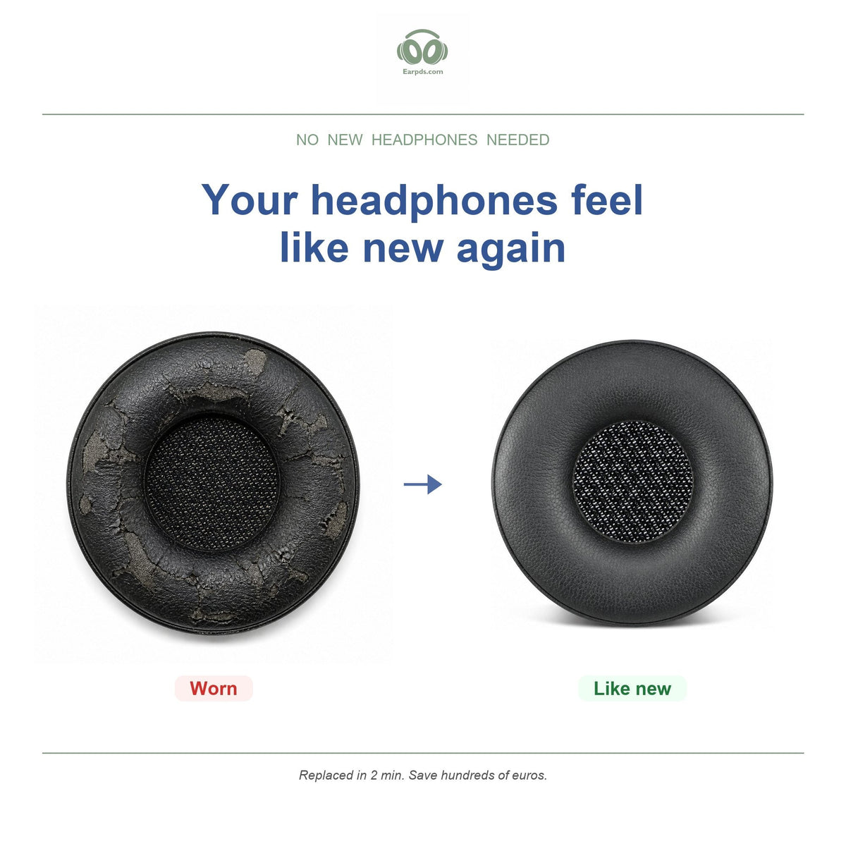 Ear Pads for Jabra Engage 50 (1st gen), before and after