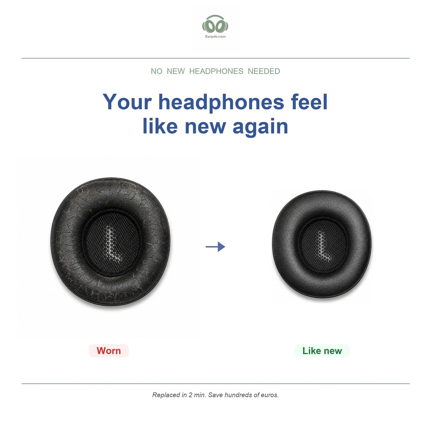 Oorkussens voor JBL E35 / E45 Serie – Geschikt voor E35, E45, E45BT, C45BT en meer — Before and after