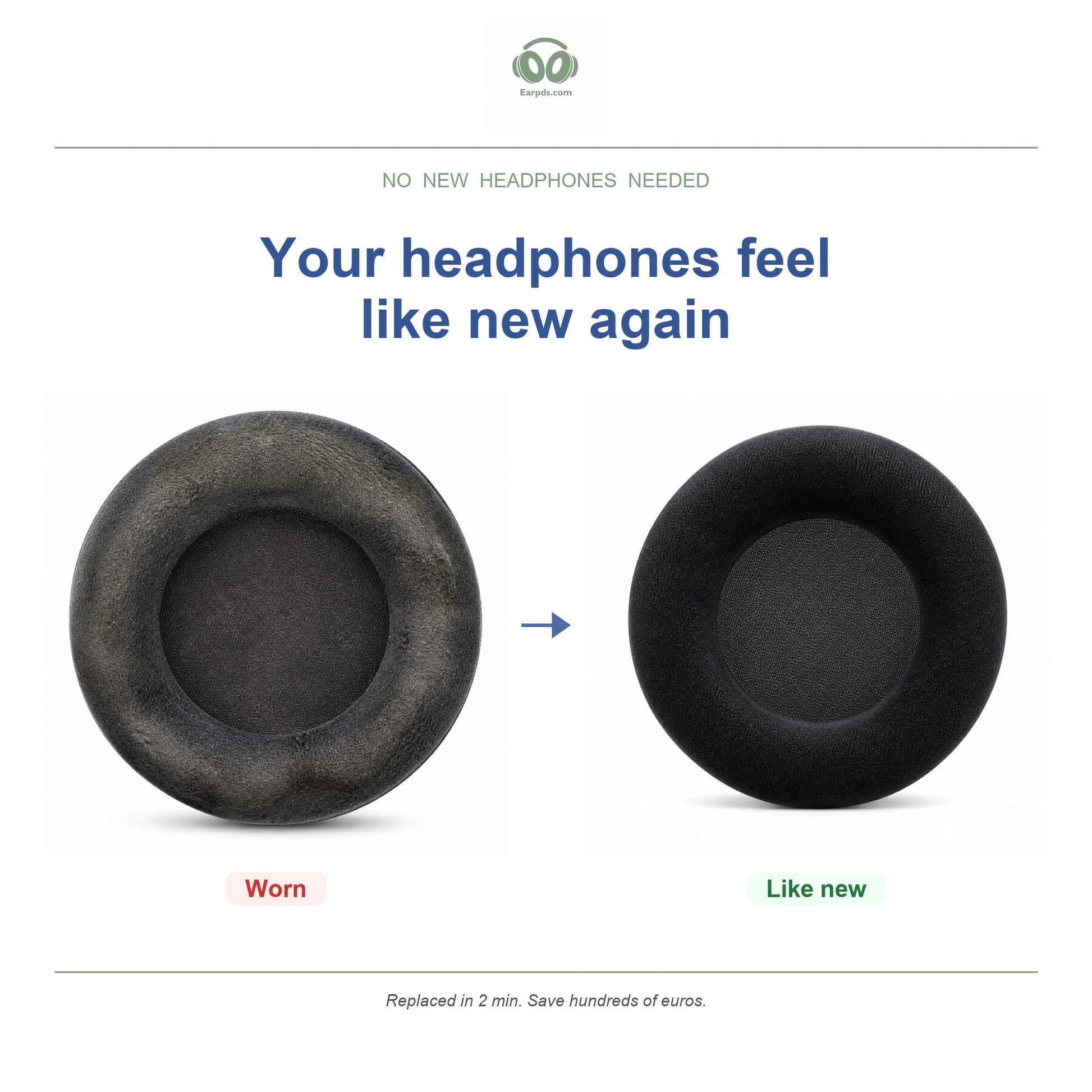Replacement ear pads for AKG K400 Series – Fits K420, K430, K450, K480 and more