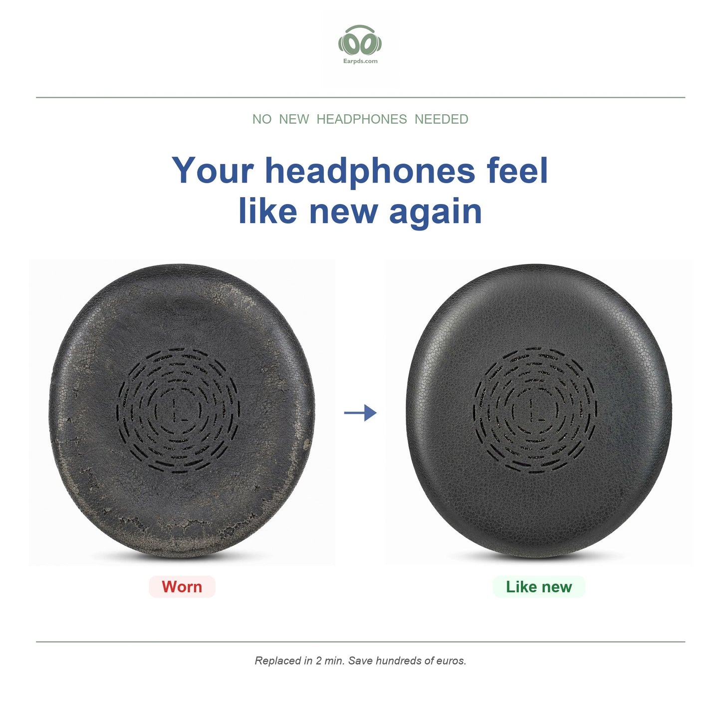 Oorkussens voor Jabra Evolve2 50 / 55 Serie – Geschikt voor Evolve2 50, Evolve2 55, Evolve2 50 UC en meer — Before and after