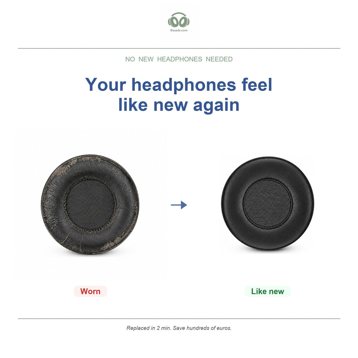 Ear pads for AKG K181 / K181 DJ / K181 DJ UE, before and after