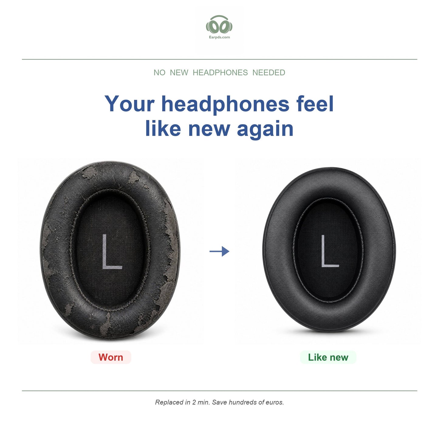 Oorkussens voor Sennheiser Momentum 3 Wireless – Geschikt voor Momentum 3 Wireless — Before and after