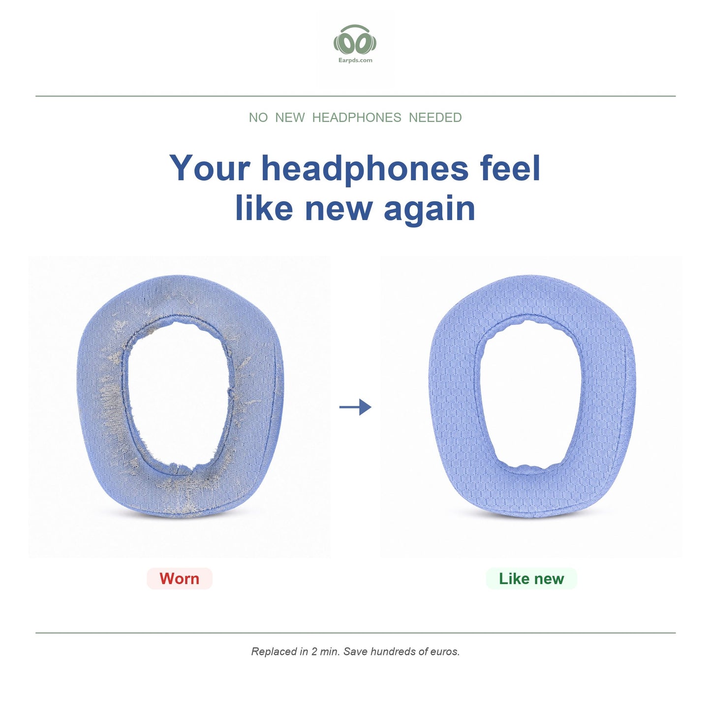 Oorkussens voor Logitech G435 / Zone Vibe – Geschikt voor G435, Zone Vibe 100, 125, Wireless — Before and after