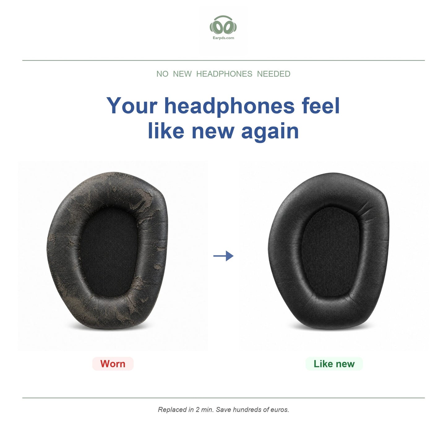 Oorkussens voor Sennheiser RS / HDR Serie – Geschikt voor RS 175, RS 185, RS 195, HDR 175 en meer — Before and after